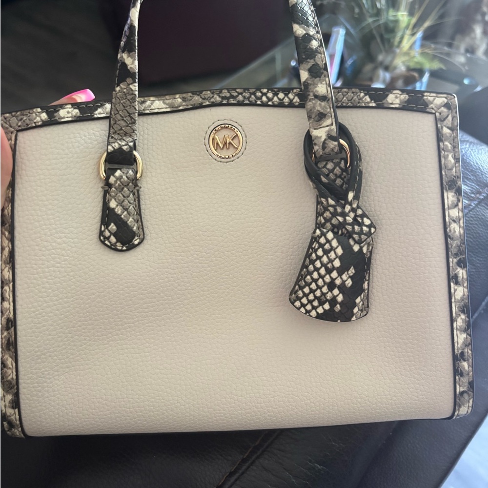 Michael Kors Cream and Black Satchel